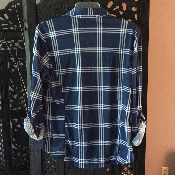 Anthopolgie Eden & Olivia Navy Plaid Top - Picture 4 of 4